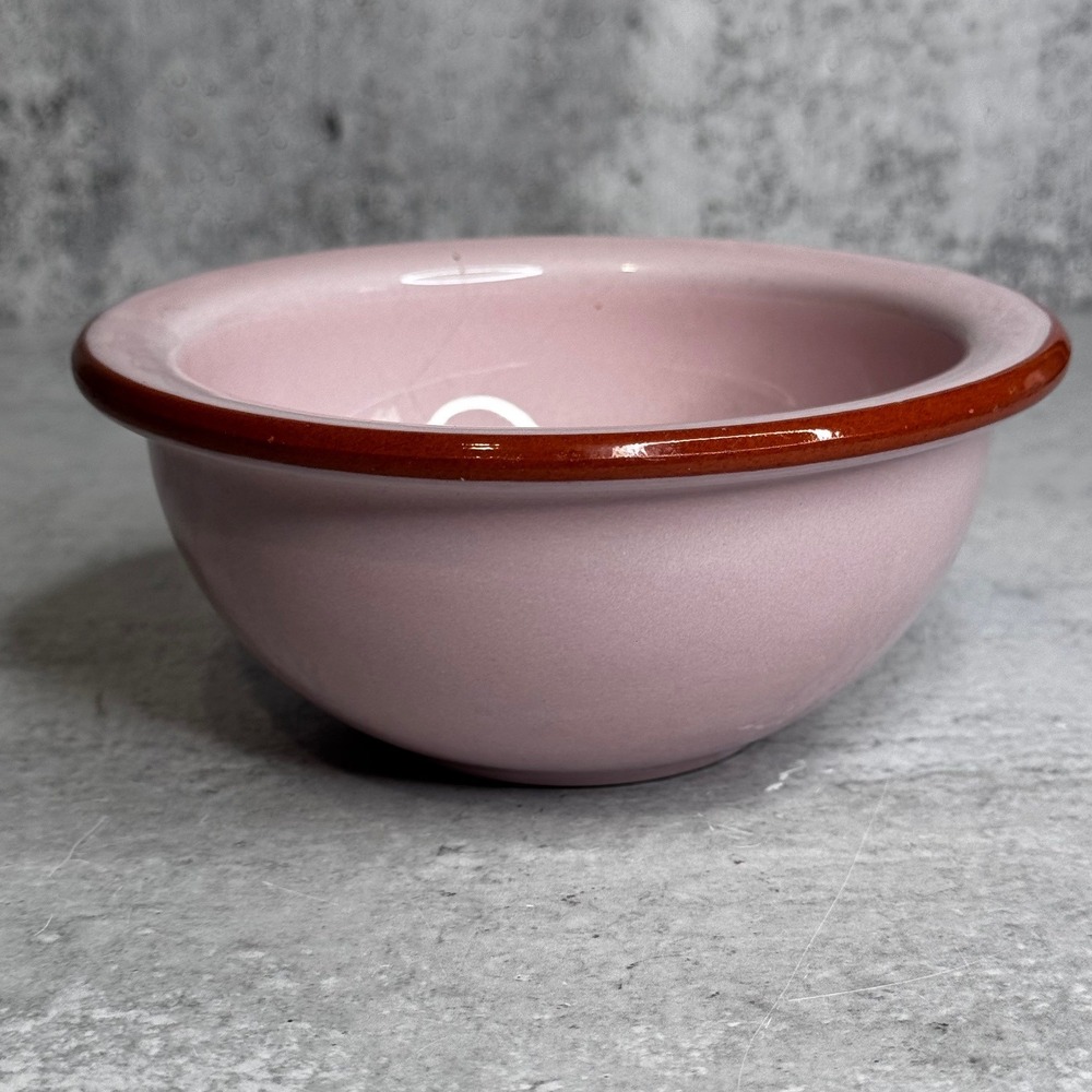 Vintage Val Do Sol Pink Ceramic Bowl Terracotta Rim 5.75 Inch Cottagecore